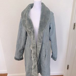 Vintage Light Blue Faux Fur Coat